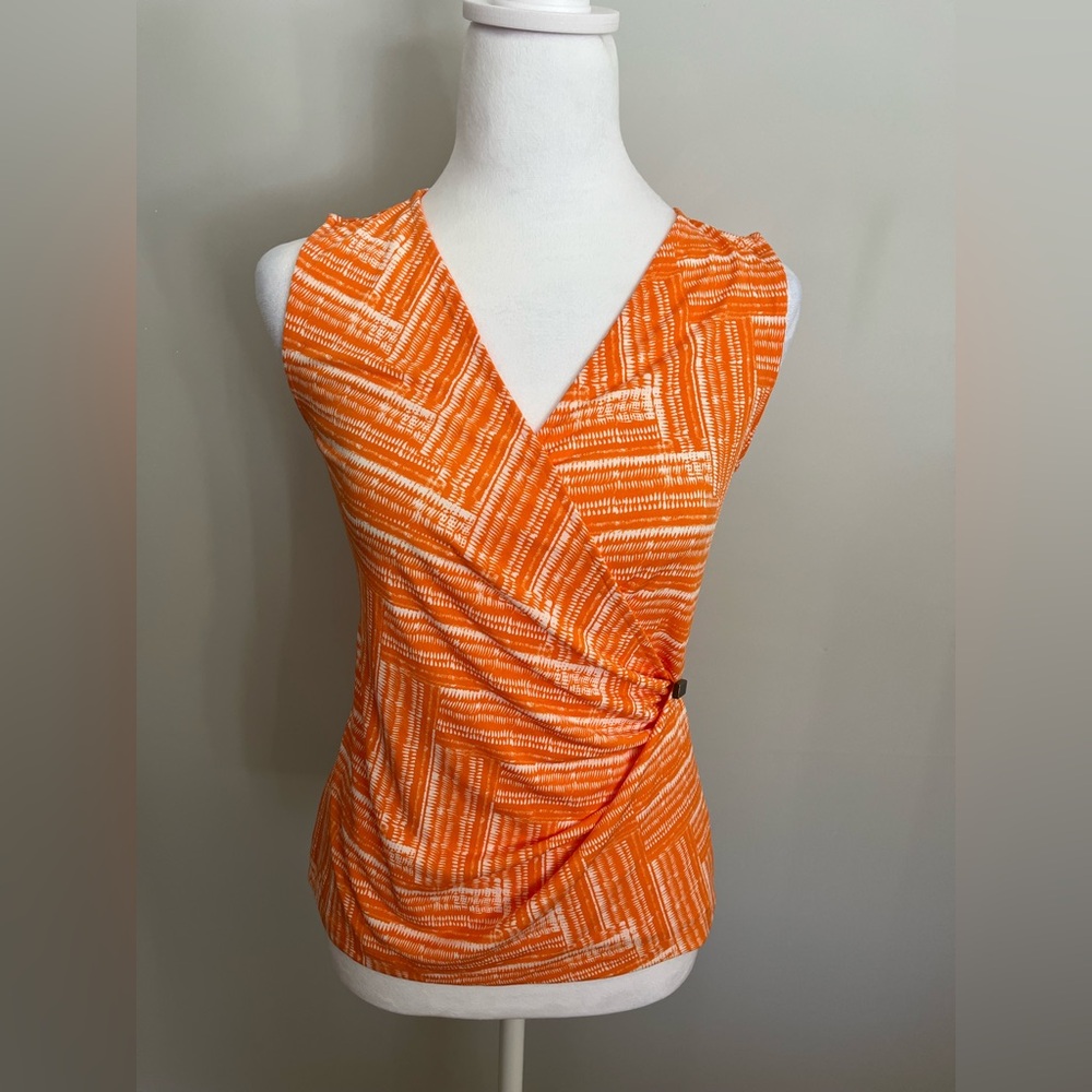 Banana Republic faux wrap silky sleeveless top orange XS